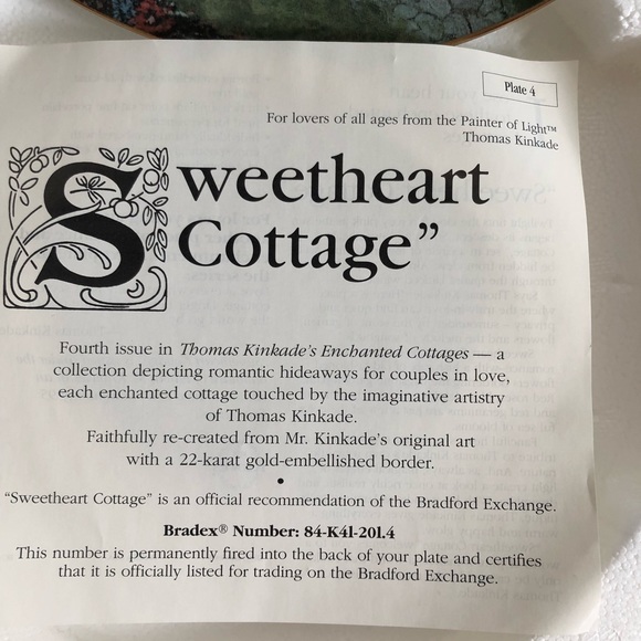 Thomas Kinkade Sweetheart Cottage Collectors Plate - Picture 5 of 6